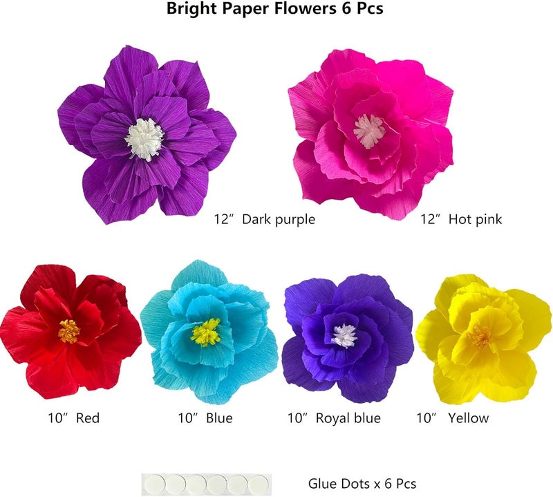ANSOMO Bright Paper Flowers Artificial Crepe Tissue Wall Décor Fiesta Mexican Cinco De Mayo Wedding Birthday Bridal Baby Shower Classroom Luau Hawaiian Party Decorations - Image 2